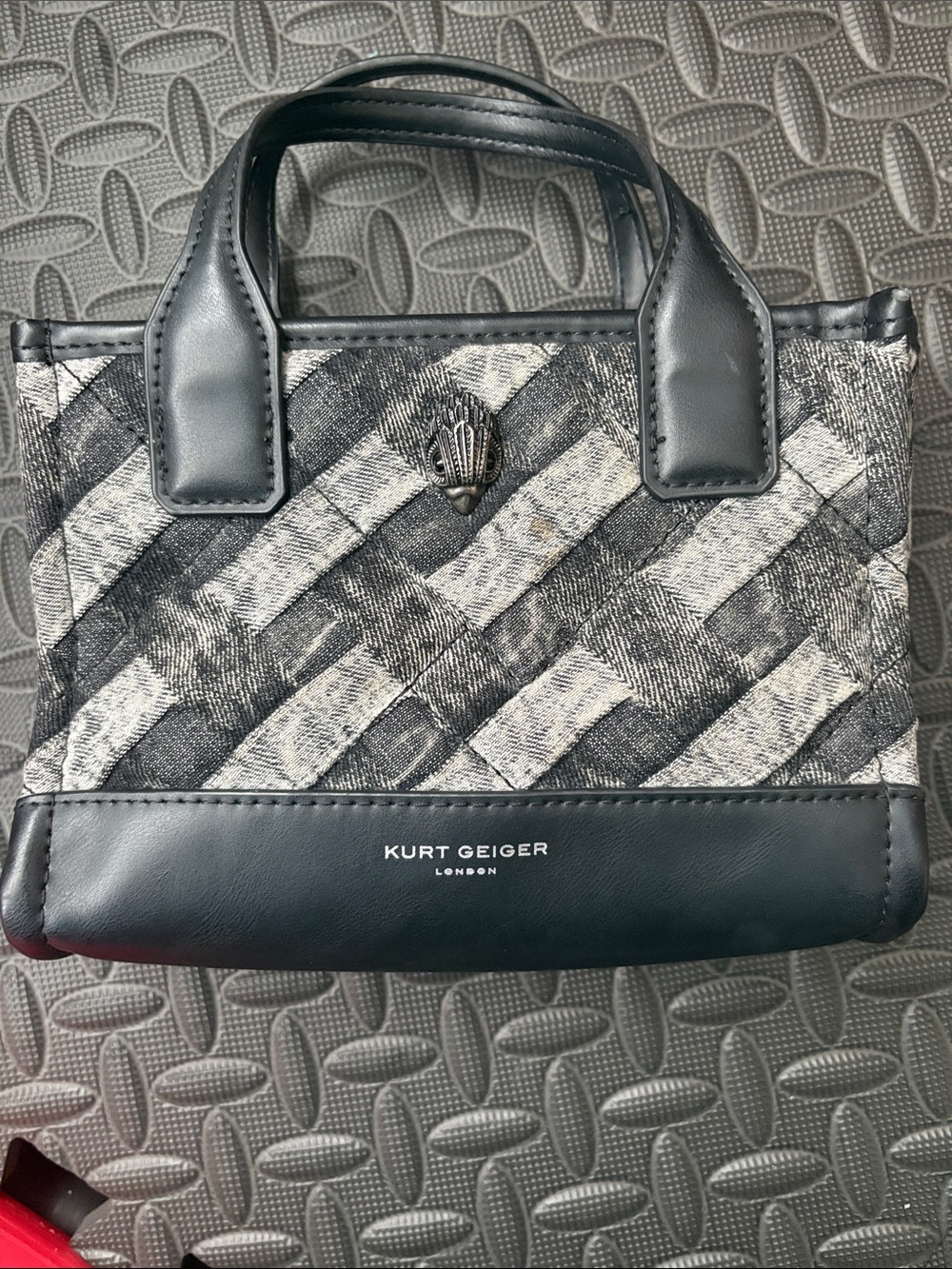Kurt Geiger Black & Gray Woven Mini Tote Bag
